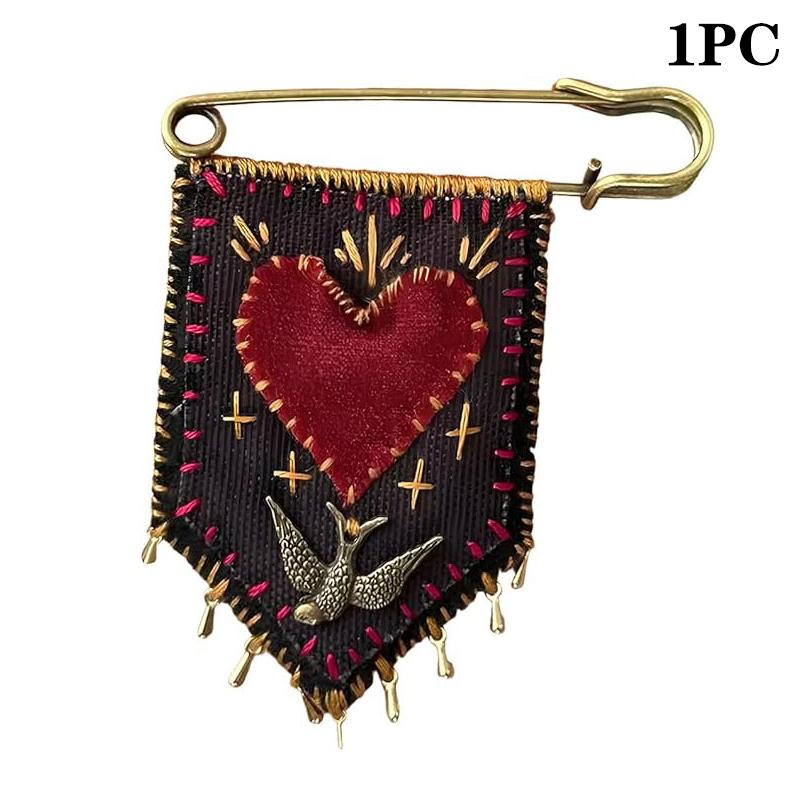 Hope S Protection Pocket With Rosemary Hand Embroidered Protection Pocket Pin Holds Love Notes Or Any Talisman, Talisman Brooch 1pcs