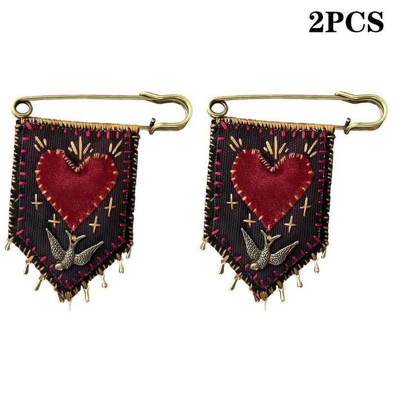 Hope S Protection Pocket With Rosemary Hand Embroidered Protection Pocket Pin Holds Love Notes Or Any Talisman, Talisman Brooch 2pcs