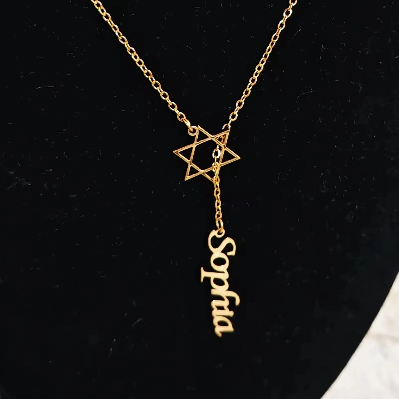 Customized Name Pendant Necklace Jewish Protection Kabbalah Prayer Religion Talisman Talisman Hexagram Pendant Jewelry